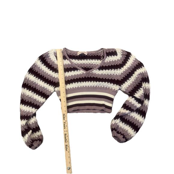 Willow & Wind Cropped Sweater Womens Medium Multicolor Striped Knit Pullover - Picture 11 of 11